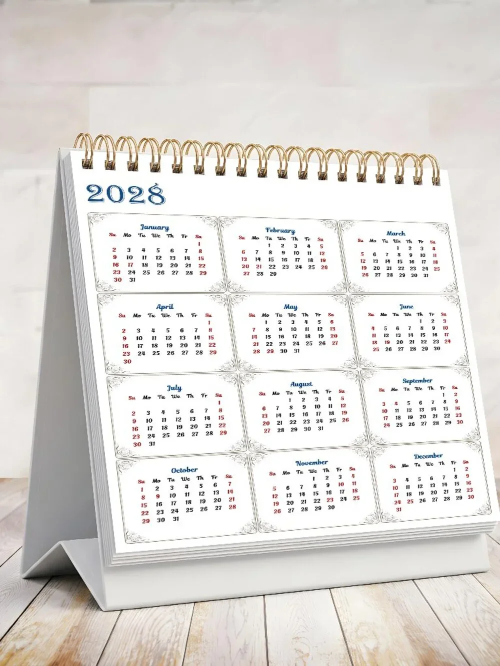 2026-2027 18 Months Standing Flip Desk Calendar Desktop Planner (Roosters)